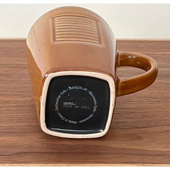 NWOT Vintage Sakura (Port of Call) Mandalay Brown Square Pattern Tall Mug - Picture 6 of 8